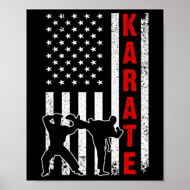 Funny American Flag Karate Art of Men Karat Poster (Vorne)