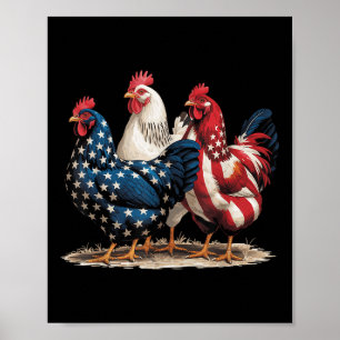 Funny American Flag Rooster Independence Day 4. O Poster