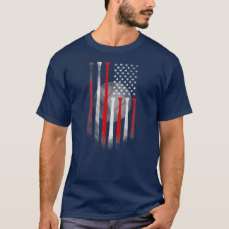 Funny American Flag Vintag Baseball Flag Vater Mam T-Shirt