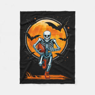 Funny American Football Skeleton Player Halloween Fleecedecke