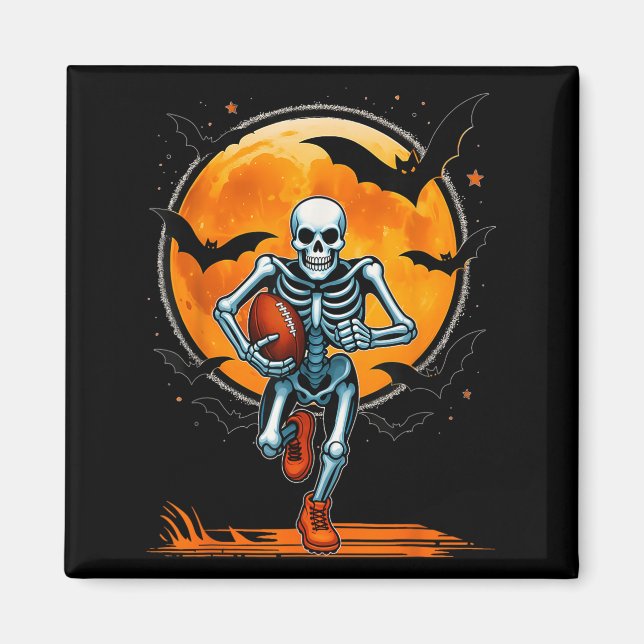 Funny American Football Skeleton Player Halloween Magnet (Vorne)