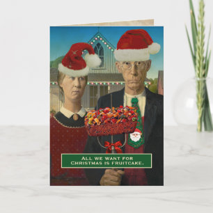 Funny American Gothic Christmas Fruitcake Feiertagskarte