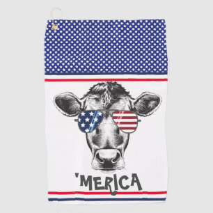 Funny American Hipster Cow Golfhandtuch