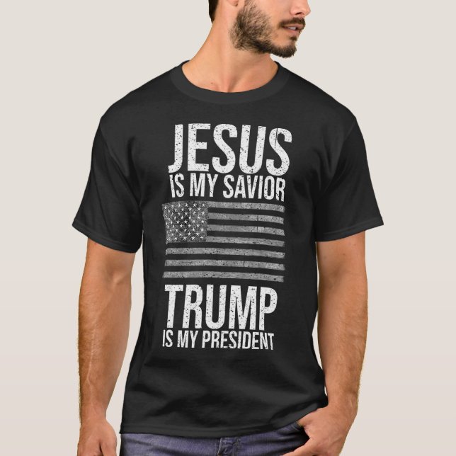 Funny American Jesus ist mein Retter Trump ist mei T-Shirt (Vorderseite)