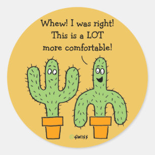 Funny American Southwest Cactus Cartoon Runder Aufkleber