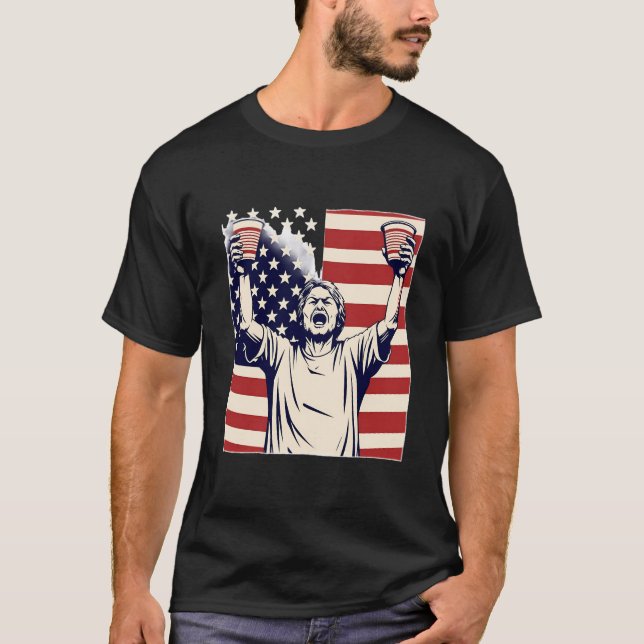 Funny American Sports Lover USA Cheerleader Man T-Shirt (Vorderseite)