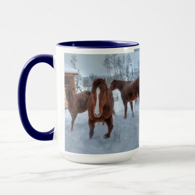 Funny Amour Stallion und Reluctant Mare Horses Tasse (Links)
