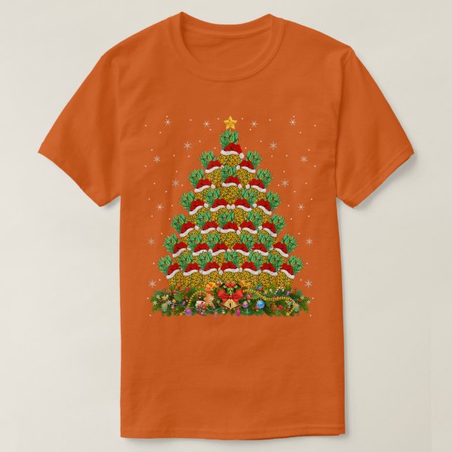 Funny Ananas Lover Xmas Lights Ananas Christ T-Shirt (Design vorne)