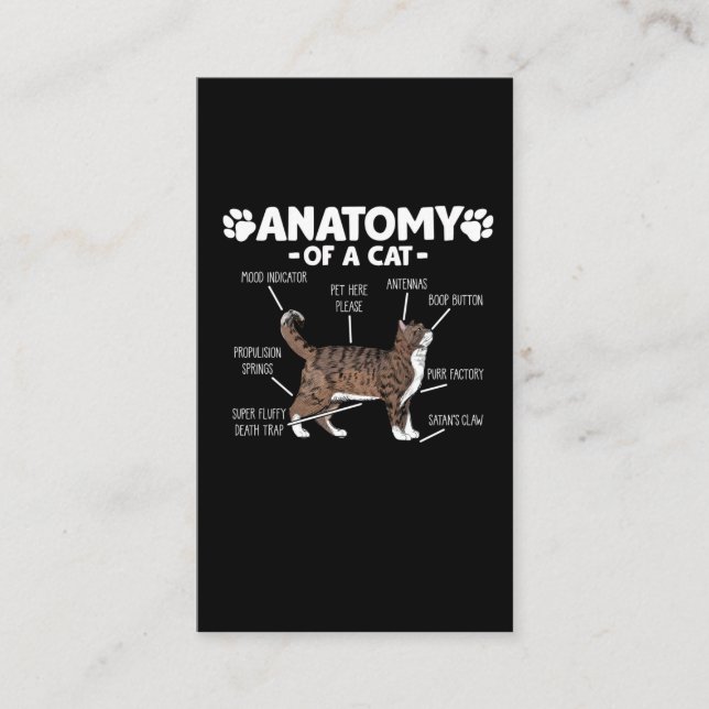 Funny Anatomie einer Katze Niedlich Kitty Lover Pe Visitenkarte (Vorderseite)