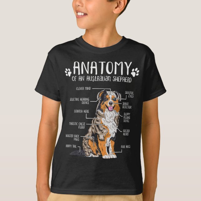 Funny Anatomy Australian Shepherd Dog Lover Aussie T-Shirt (Vorderseite)
