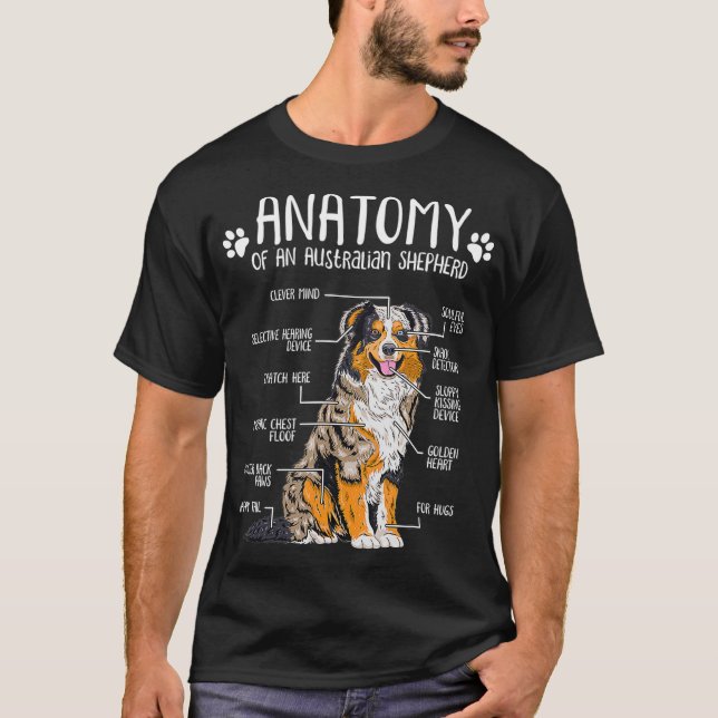Funny Anatomy Australian Shepherd Dog Lover T-Shirt (Vorderseite)