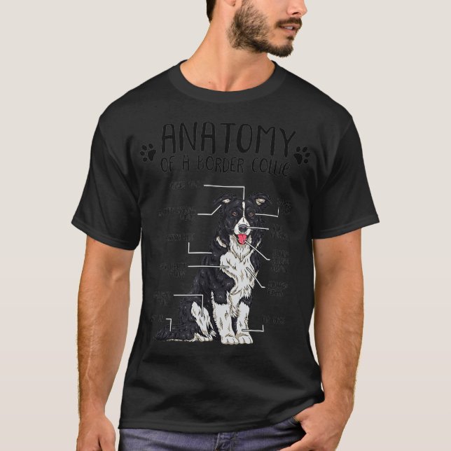 Funny Anatomy Border Collie Dog Lover Geschenk T-Shirt (Vorderseite)