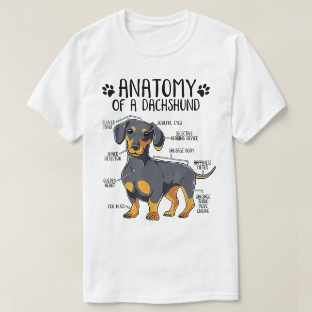 Funny Anatomy Dachshund Wiener Dog Cute Doxie Love T-Shirt (Design vorne)