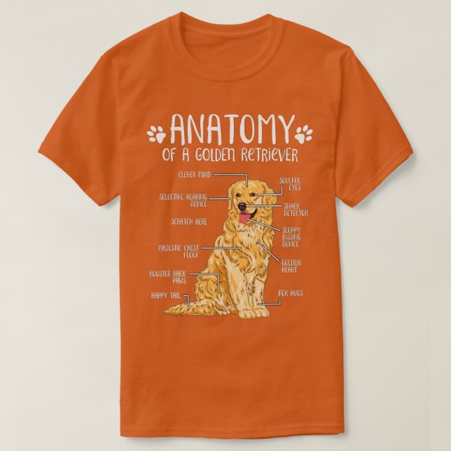 Funny Anatomy Golden Retriever Dog Lover T-Shirt (Design vorne)