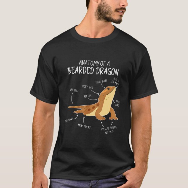 Funny Anatomy of a Barted Dragon Pet Reptile T-Shirt (Vorderseite)