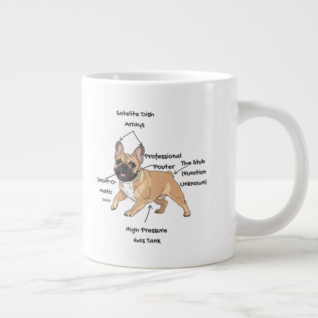 Funny Anatomy of a French Bulldog Illustration Jumbo-Tasse (Rechts)