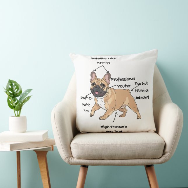 Funny Anatomy of a French Bulldog Illustration Kissen (Stuhl )