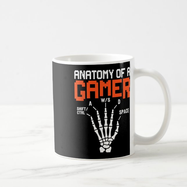 Funny Anatomy Of A Gamer Skeleton Hand Gaming  Kaffeetasse (Rechts)