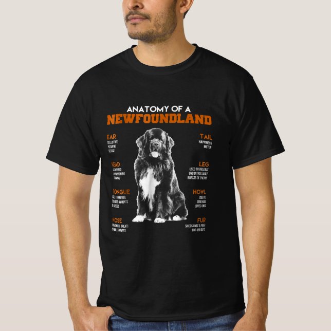 Funny Anatomy of a Newfundland Hunde T-Shirt (Vorderseite)