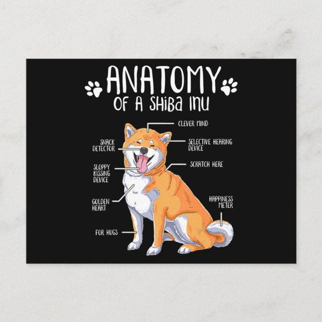 Funny Anatomy Shiba Inu Dog Lover Gift Einladungspostkarte (Vorderseite)