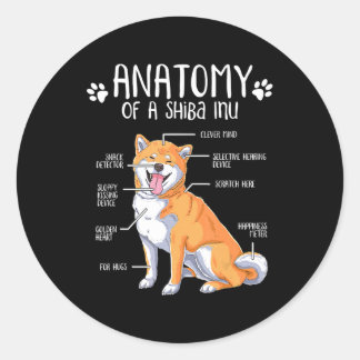 Funny Anatomy Shiba Inu Dog Lover Gift Runder Aufkleber