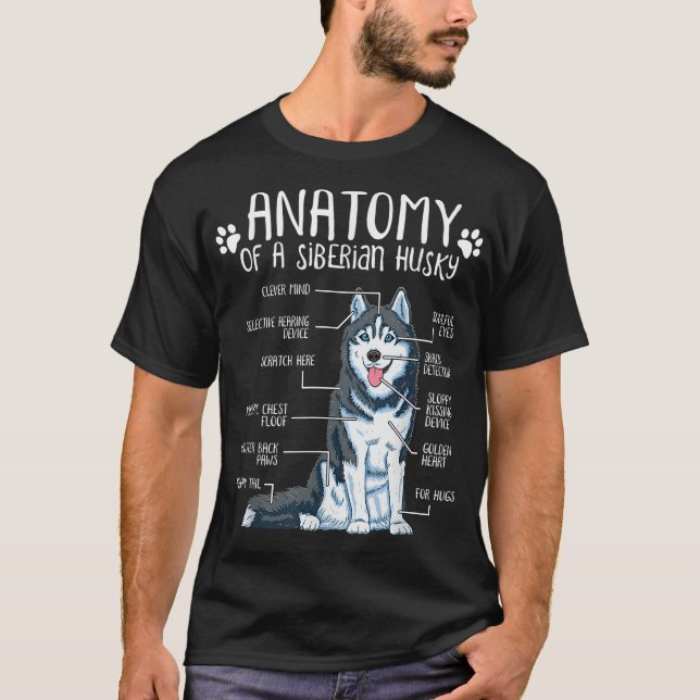 Funny Anatomy Siberian Husky Dog Lover T-Shirt (Vorderseite)
