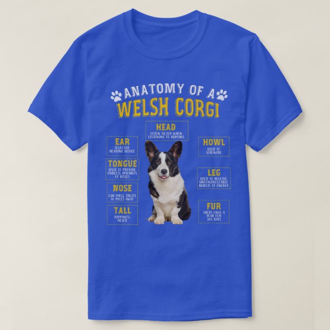 Funny Anatomy Welsh Corgi Geschenke für Frauen Män T-Shirt (Design vorne)