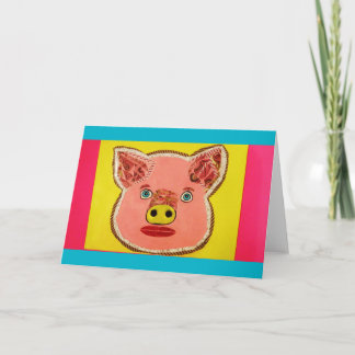 Funny and Colorful Pig Grußkarte Karte