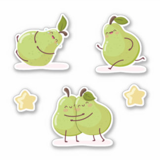Funny and loving children's pears set aufkleber