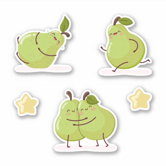 Funny and loving children's pears set aufkleber (Vorderseite)