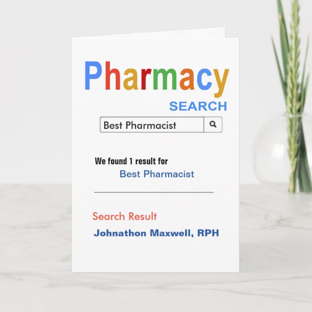Funny and Niedlich Best Pharmacy Search Dankeskarte (Vorderseite)