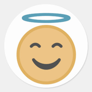 Funny Angel Emoji Cartoon Runder Aufkleber