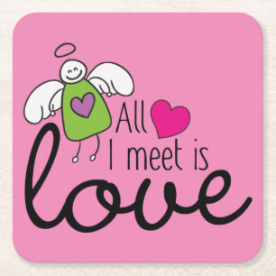 Funny Angel - Ich treffe mich nur mit Liebe 1 Rechteckiger Pappuntersetzer