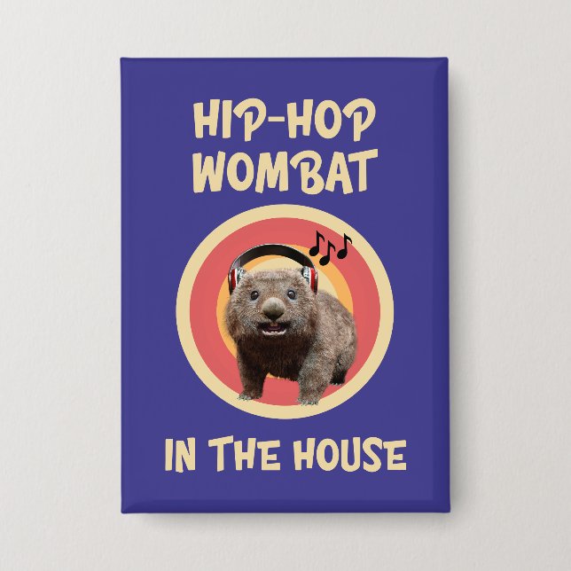 Funny Angesagt hop Wombat im Haus Button (Vorderseite)