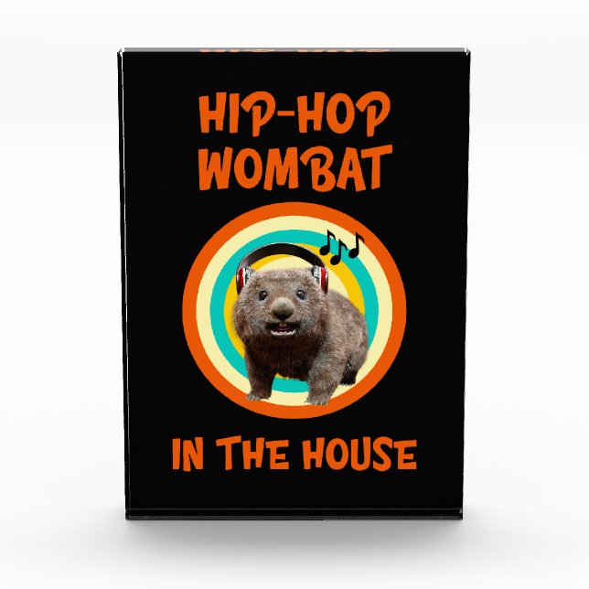 Funny Angesagt hop Wombat im Haus Fotoblock (Vorderseite)