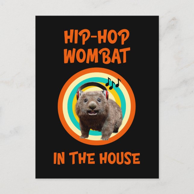 Funny Angesagt hop Wombat im Haus Postkarte (Vorderseite)