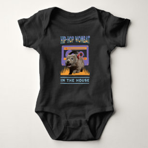 Funny Angesagt-Hop Wombat Music Lover mit Kopfhöre Baby Strampler