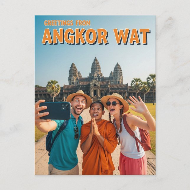 Funny Angkor Wat Cambodia Postkarte (Vorderseite)
