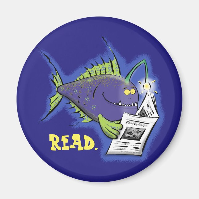 Funny angler Cartoon Magnet (Vorne)