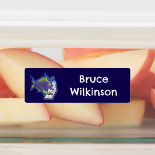 Funny angler Fisch Cartoon personalisiert Etiketten