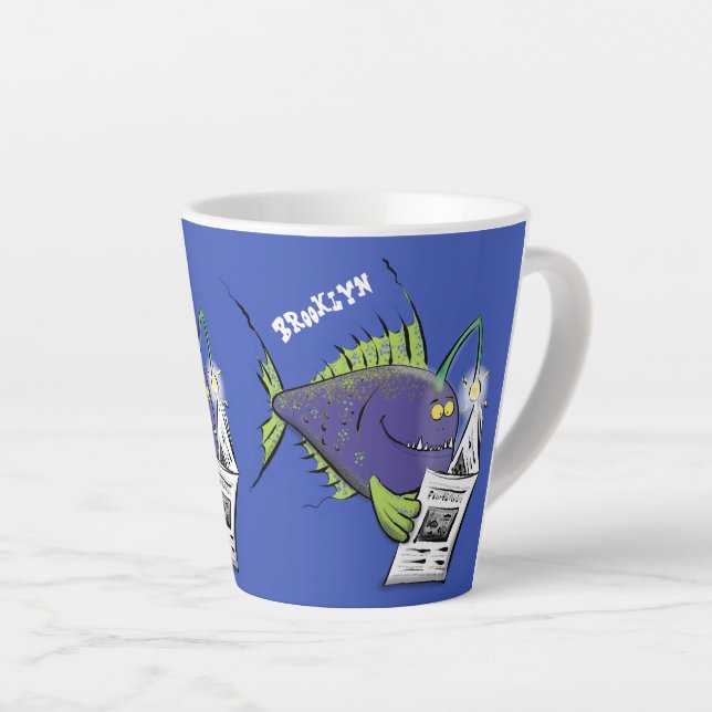 Funny angler fish cartoon milchtasse (Rechte Ecke)