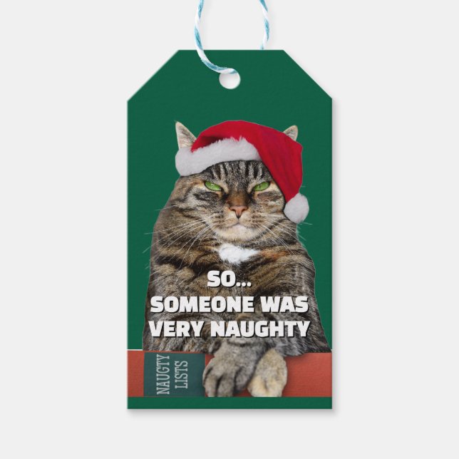 Funny angry cat Christmas  Geschenkanhänger (Vorderseite)