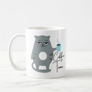 Funny Angry Cat   Coffee Time Typografy Kaffeetasse