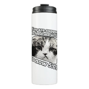 Funny angry cat meme für kitty besitzer thermosbecher