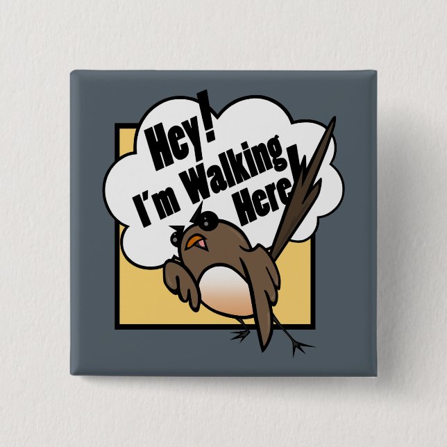 FUNNY ANGRY DISGRUNTLED BIRD SQUARE BUTTON (Vorderseite)