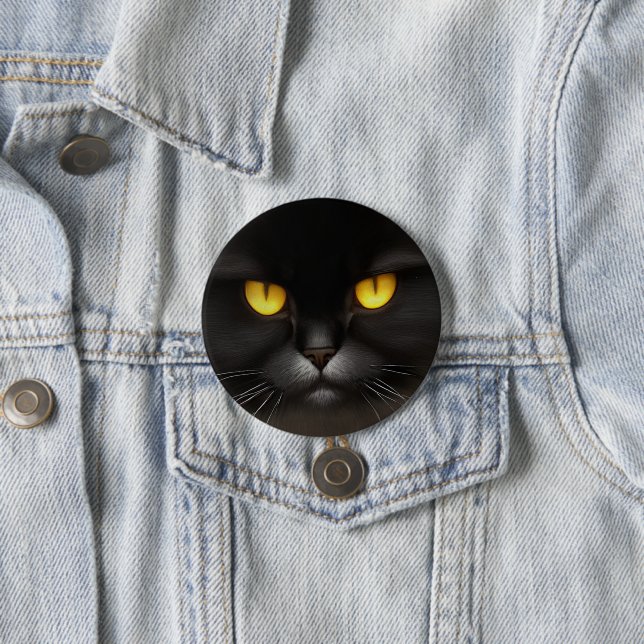 Funny Angry Fluffy Black Persian Kitty Cat Face Button (Beispiel)