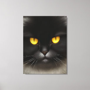 Funny Angry Fluffy Black Persian Kitty Cat Face Leinwanddruck