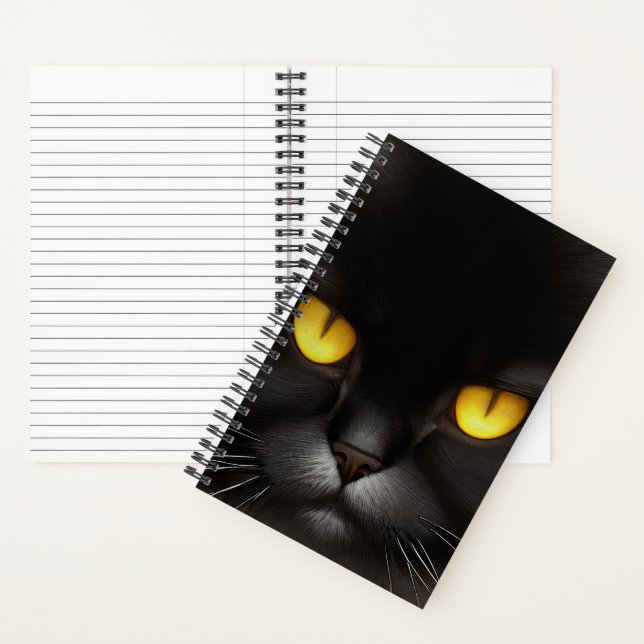 Funny Angry Fluffy Black Persian Kitty Cat Face Notizbuch (Innen)