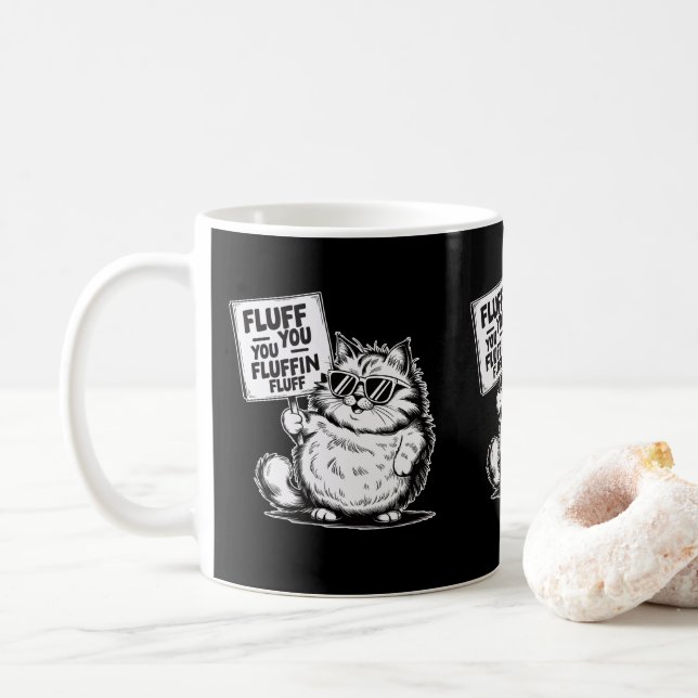 Funny Angry Fluffy Cat Pets Besitzer Cat Mamas & V Kaffeetasse (Mit Donut)