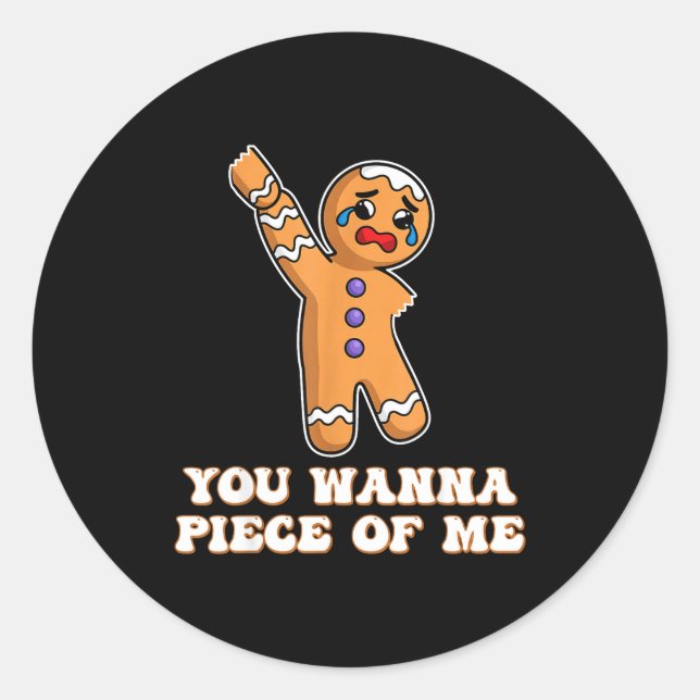 Funny Angry Gingerbread Man You W Ece Of Me  Runder Aufkleber (Vorderseite)